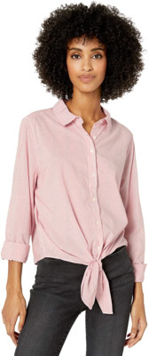 Goodthreads leichtes Damen-Shirt mit Popeline-Krawatte vorne GRÖSSE XS NEU KOSTENLOS UK P&P