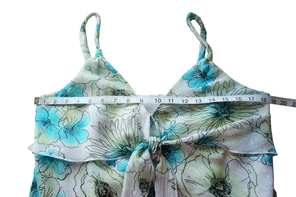 Marks and Spencer Floaty Hanky 无袖上衣英国 16 美国 14 领带正面花卉 — 第 3/4 张图片