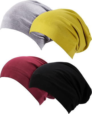 Pieces Satin Lined Sleep Cap Slouchy Beanie Slap Hat for Women