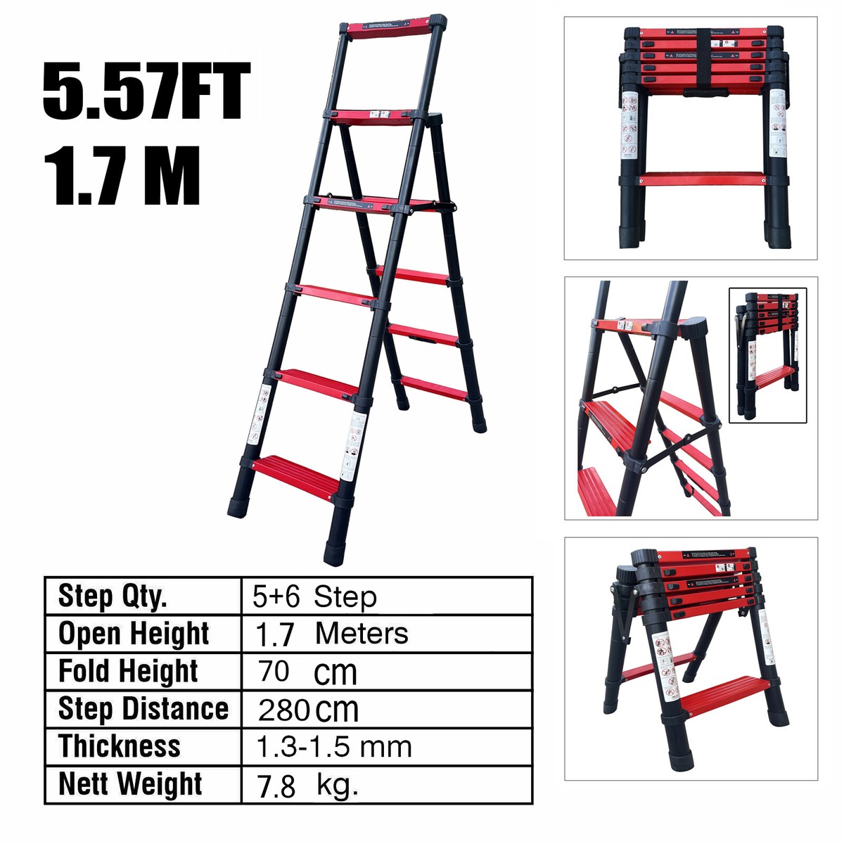 A-frame Multi-Purpose Aluminium Folding Telescopic Ladder 5+6 Steps Ladders  UK | eBay UK