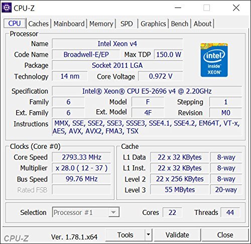 Intel XEON 22 CORE Processor E5-2699V4 2.2GHZ 55MB Smart 9.6 GT/S QPI TDP 145W - Picture 3 of 5