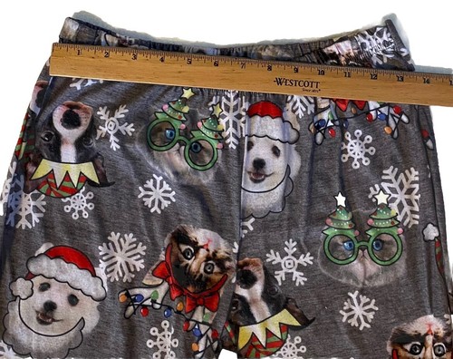 Justice Christmas Fun Dog & Cat Pattern Pajama Set Girls Size 18/20 Gray Red - Picture 10 of 17