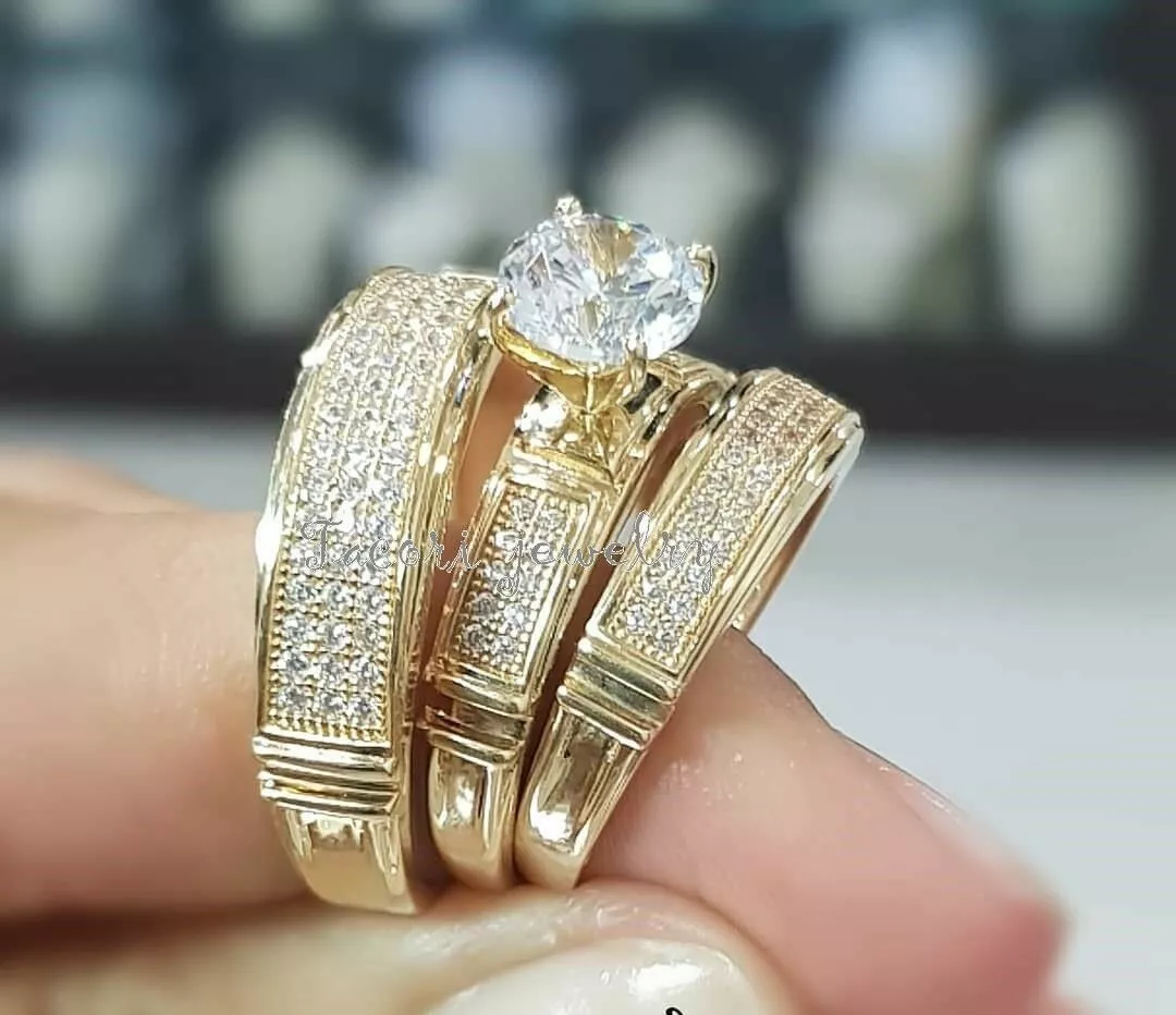 3 piece wedding ring sets white gold outlet