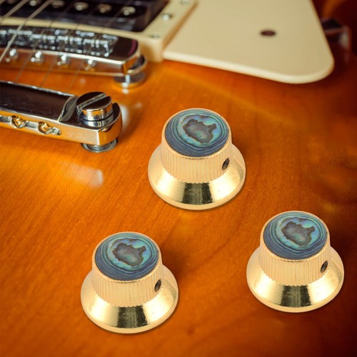 3 Pcs Metal Volume Tone Control Metal Knob with Shell for Guitar Bass GD224