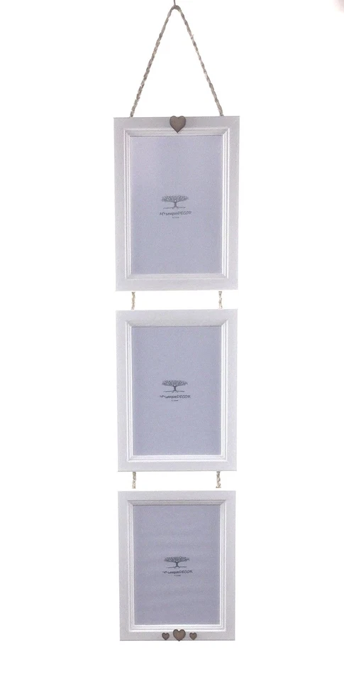 White Photo Picture Frame Plaited Twine Heart Decor Rustic Vintage Handmade - Image 3 of 4