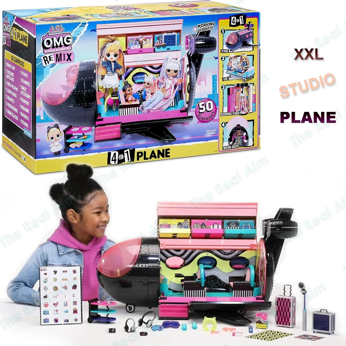 LOL Surprise OMG Remix 4 in 1 Plane Playset Transformer With 50