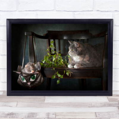 Be On A Diet Spring Birch Branches Cat Rat Chair Humor Wall Art Print