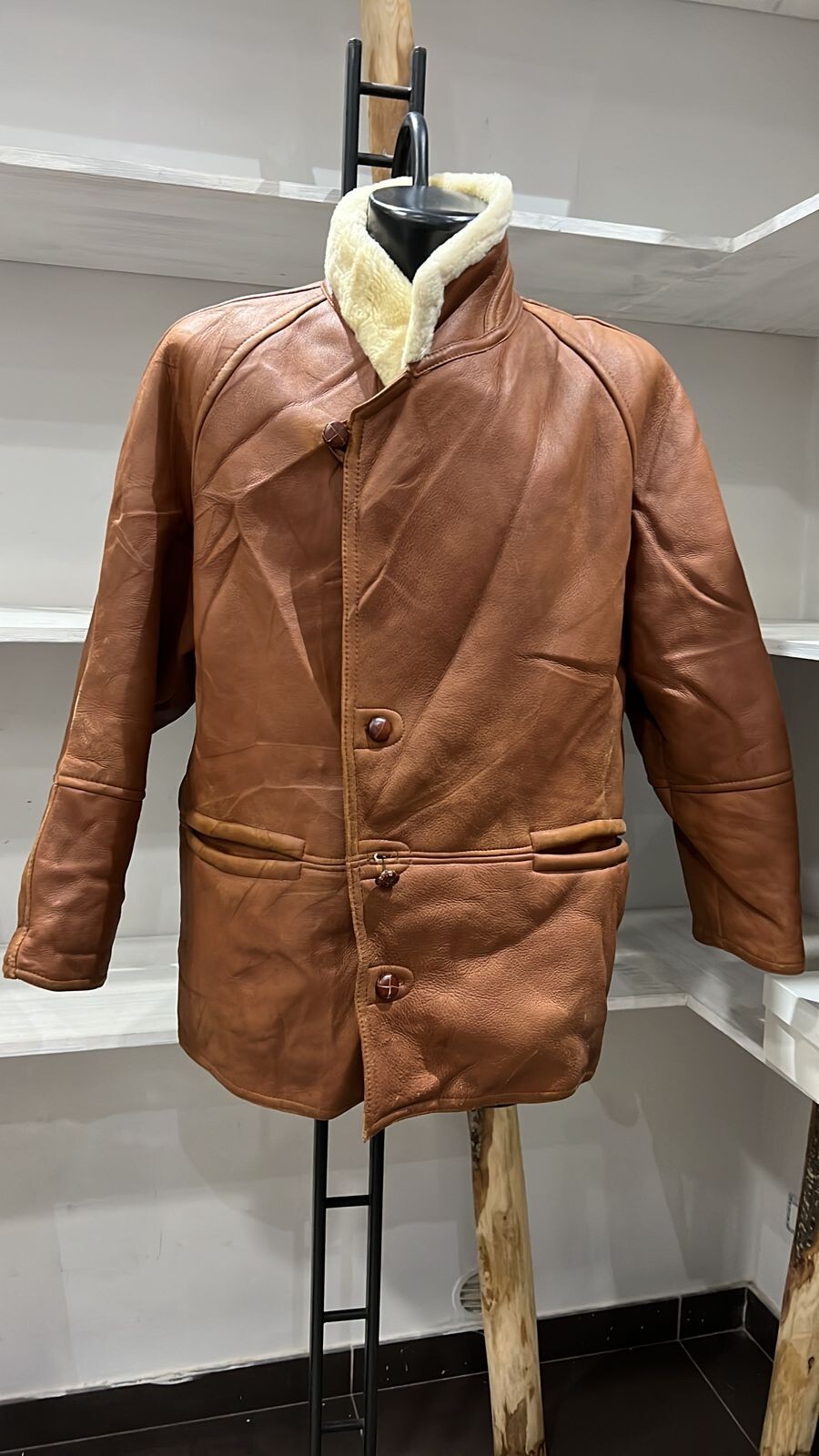 Pre-owned Men's Light Brown Sheepskin Jacket Size 52 MGS052PI