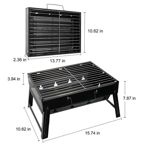 Parrilla de carbón portátil para camping pequeña mesa barbacoa parrilla plegable - Imagen 4 de 29