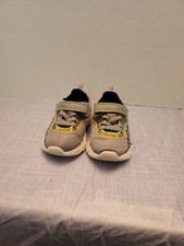 CARTERS BOY HOOK LOOP GRAY SNEAKERS YELLOW TRIM DIAMOND  SZ 7 LIGHT UP