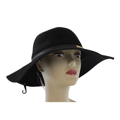 Sombrero flexible Vince Camuto 100% lana negro con banda de cadena etiquetas $68 #HT228 - Imagen 2 de 4