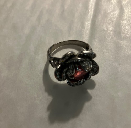 Stunning Silver Garnet /CZs Ring Sz6.75 - Picture 2 of 7