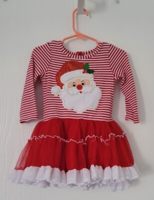 Emily Rose Christmas Dress Girls Sz 18M Santa Claus Tulle Tutu Red White Striped