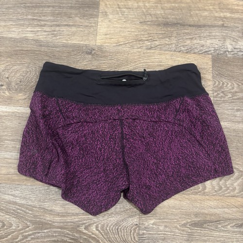 Lululemon Run Times Short Women's Size 6 Black Magenta Purple Running - Picture 2 of 5