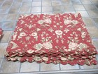 Quilted Scalloped Placemats & Napkins Set/8 Country French Pink Roses Vintage — photo 1