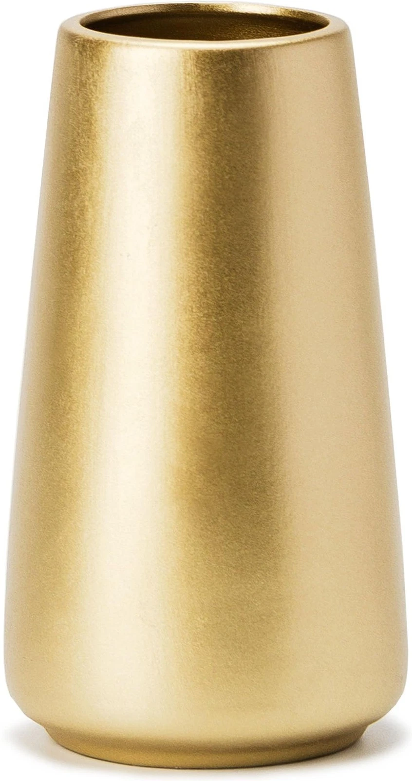 Light Gold Vase - 6" Gold Ceramic Flower vase for Home/Table/Accent Decor, Mi...