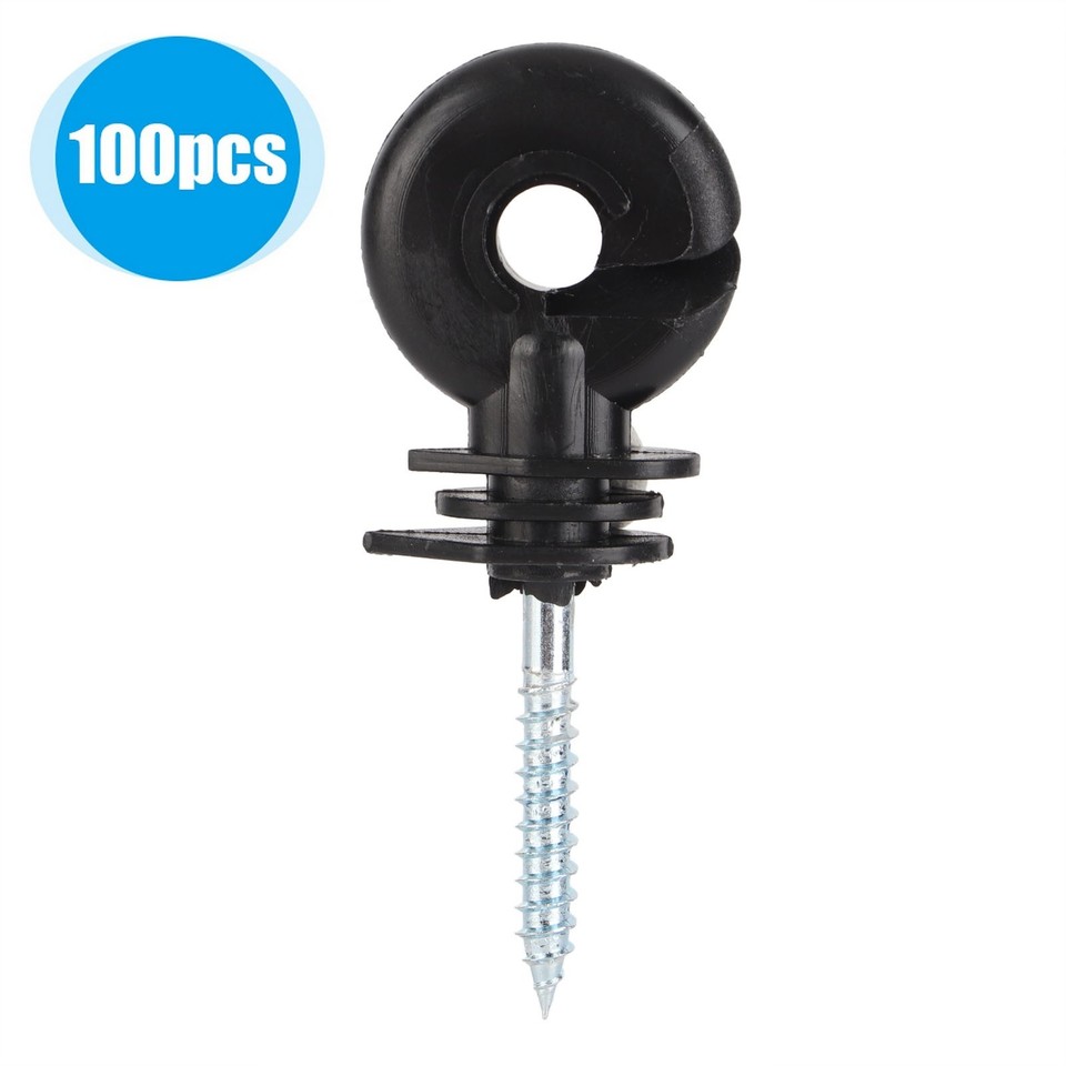 100Pcs Black Screw In Wood Post Ring Insulators For Electric Fencing ...