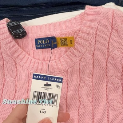 NWT Polo Ralph Lauren Woman Cotton Short-Sleeve Sweater pink
