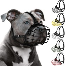 Pitbull Dog Muzzle Metal Mask Amstaff Secure Wire Basket Large, Black