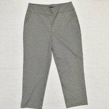 Express Women Straight Pants Geometric Zip Polyester Multicolor Size L Pockets
