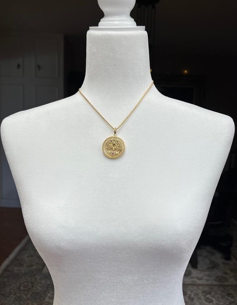 Alternate view of Genuine Gemstone 14k Gold Solid 925 Tree Life "spinner" Necklace Real