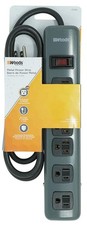 Southwire Woods Metal Power Strip - 6-Grounded Outlets - 5 foot, Dark Gray