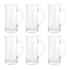 6x Krombacher Bierkrug Glas Krug Relief Kontur 0,3l Gläser Bierglas Brauerei