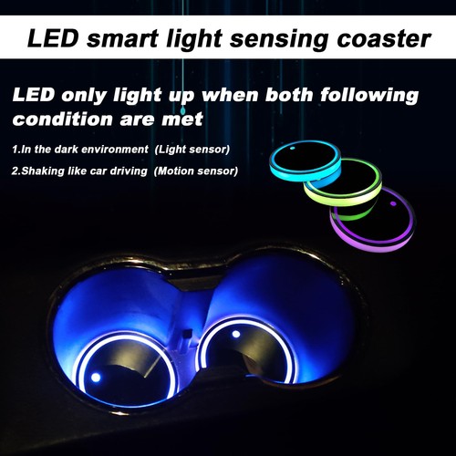 4pcs LED Car Cup Holders, Waterproof Cup Holder with 7 Colors Changing USB Ch... - Picture 6 of 7