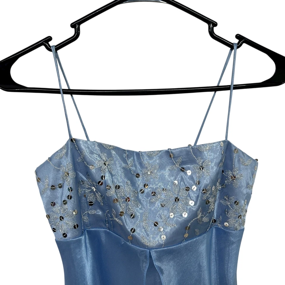 Vestido Fiesta Azul Cuentas Lentejuelas Baile de graduación Fairycore Y2K Romántico Glamour Vestido Pequeño Foto 2 de 4