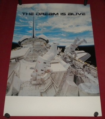 Space Shuttle  Poster 24x36 S/S The Dream is Alive Astronauts   Outer Space View
