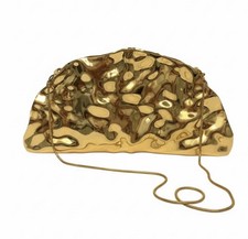 ZARA Borsa Minaudiere Rigida Oro Metallizzato SS25 Metallo Martellato Frizione 6588/510 NUOVA