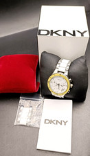 DKNY NY-8502 Ladies White Ceramic & Steel Chronograph Watch-VGC Boxed & Working