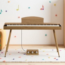88-Key Full Size Fully Weighted Digital Piano Keyboard - 3-Pedal Stand Natural