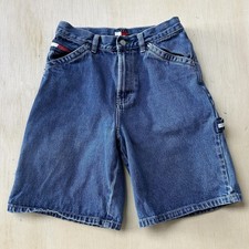 Tommy Hilfiger Shorts Boys 12 Blue Denim Utility Carpenter Pockets Relaxed Fit