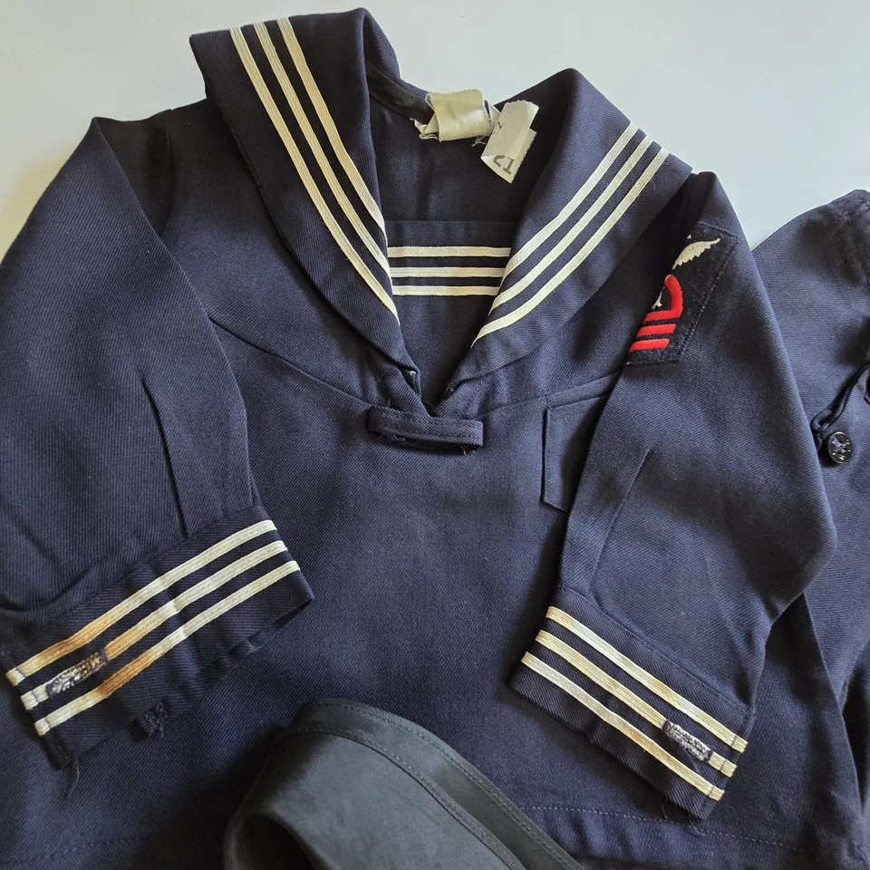 Vtg 60s 70s Sailor Outfit Pants Top Childs 2T Scarf Nautical Costume Halloween  - Image 2 of 4