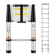 Uimoso Telescoping Ladder Aluminum Extension Step10.5/12.5 ft Multi-use Portable