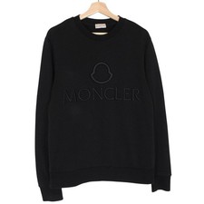 Moncler Maglia Black Embroidered Logo Cotton Sweatshirt Jumper