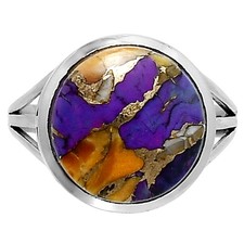 Premium Spiny Oyster Turquoise 925 Sterling Silver Ring Size 9 R-1006