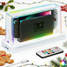 For Nintendo Switch 2: RGB Dust Cover, Acrylic Display Anti-Scratch Dock Cover
