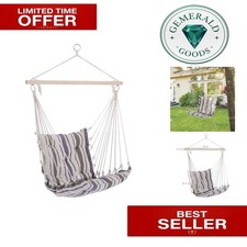 Stylish Brown Hanging Hammock Chair with Padded Seat & Backrest for Outdoors