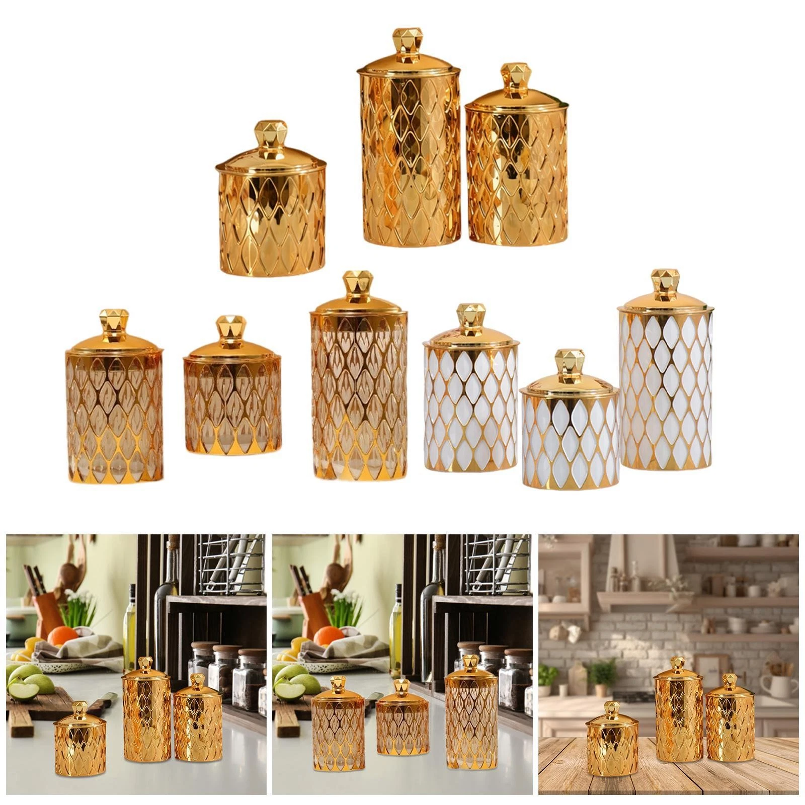 3 Pieces Storage Jars with Lid Tea Canister for Candies Coffee Beans Cookies