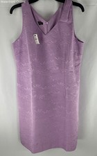 Talbots Women's Purple Sleeveless Lined Embroidered Flowers Dress Size 16P NWT