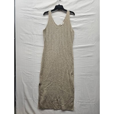 Universal Thread Womens Tan Ribbed V-Neck Maxi Sweater Dress Size M NEW