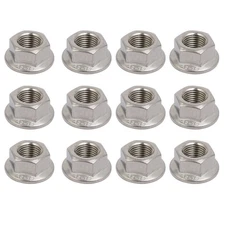 12pcs M12x1.25mm step metric thread fine step nut hex flange