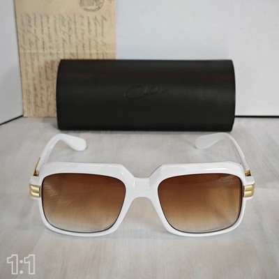 CAZAL Legends Sunglasses White Gold Brown Lenses Unisex Retro Hiphop With Case