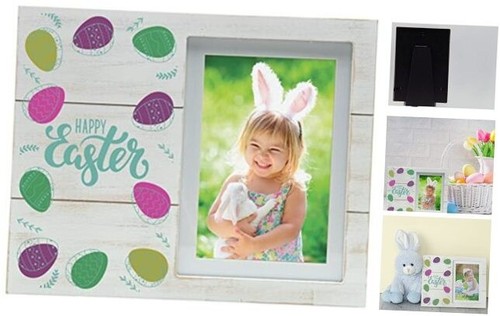 Happy Easter Multicolor Eggs 4" x 6" or 5" x 7" Wood Picture Frame