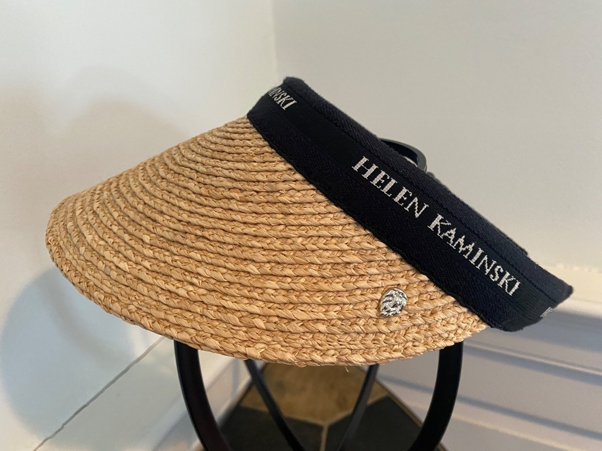 HELEN KAMINSKI BIANCA RAFFIA VISOR HAT NEW/TAG NATURAL/BLACK  display picture 1