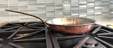 Mauviel 1830 Copper Frying/Saute Pan 10 Inches W/Brass Handle Made in France