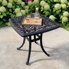 Charles Bentley Cast Aluminium Black Side Table Patio Poolside Garden Furniture