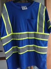 Safety Shirt High Visibility T Shirt with Reflective Strips and Pocket XL